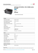 Load image into Gallery viewer, Page 1 of datasheet for Battery Backup for DEGER Trackers, APC BN-650-CA, 650VA