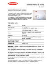 Load image into Gallery viewer, Technical Data for Fronius Module Temperature Sensor