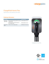 Load image into Gallery viewer, Page 1 of datasheet for ChargePoint Home Flex Charger, 16A-50A, NEMA 14-50 plug