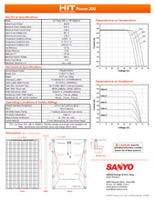 Load image into Gallery viewer, Page 2 of datasheet for Sanyo Solar Panel (Module), HIT-200, BA-20