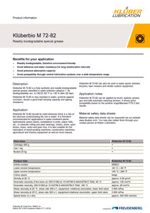 Page 1 of product information for Kluber Bio M-72-82 OEM Grease (400g)