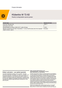 Page 2 of product information for Kluber Bio M-72-82 OEM Grease (400g)