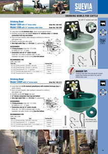 Spec Sheet for Suevia Water Bowl for Cattle and Cows, Model # 1200 (with Anti-Spillage Rim)