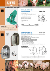 Spec Sheet for Suevia Water Bowl for Piglets, Model # 92R