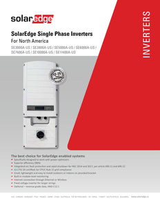 Page 1 of datasheet for SolarEdge 10,000W 1-Phase Inverter, SE10000A-US