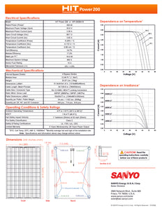 Page 2 of datasheet for Sanyo Solar Panel (Module), HIT-200, BA-20