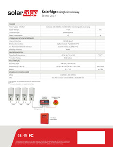 Page 2 of datasheet for SolarEdge Firefighter Gateway (SE1000-CCG-F)
