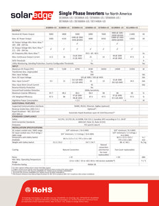 Page 2 of datasheet for SolarEdge 5000W Inverter, SE 5000A, US-CAN