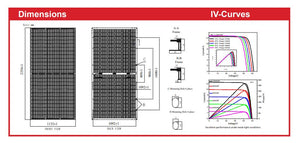 Dimensions and IV-Curves for VSUN 545-144BMH-DG, Bifacial Solar Panel (Module), 540Wp